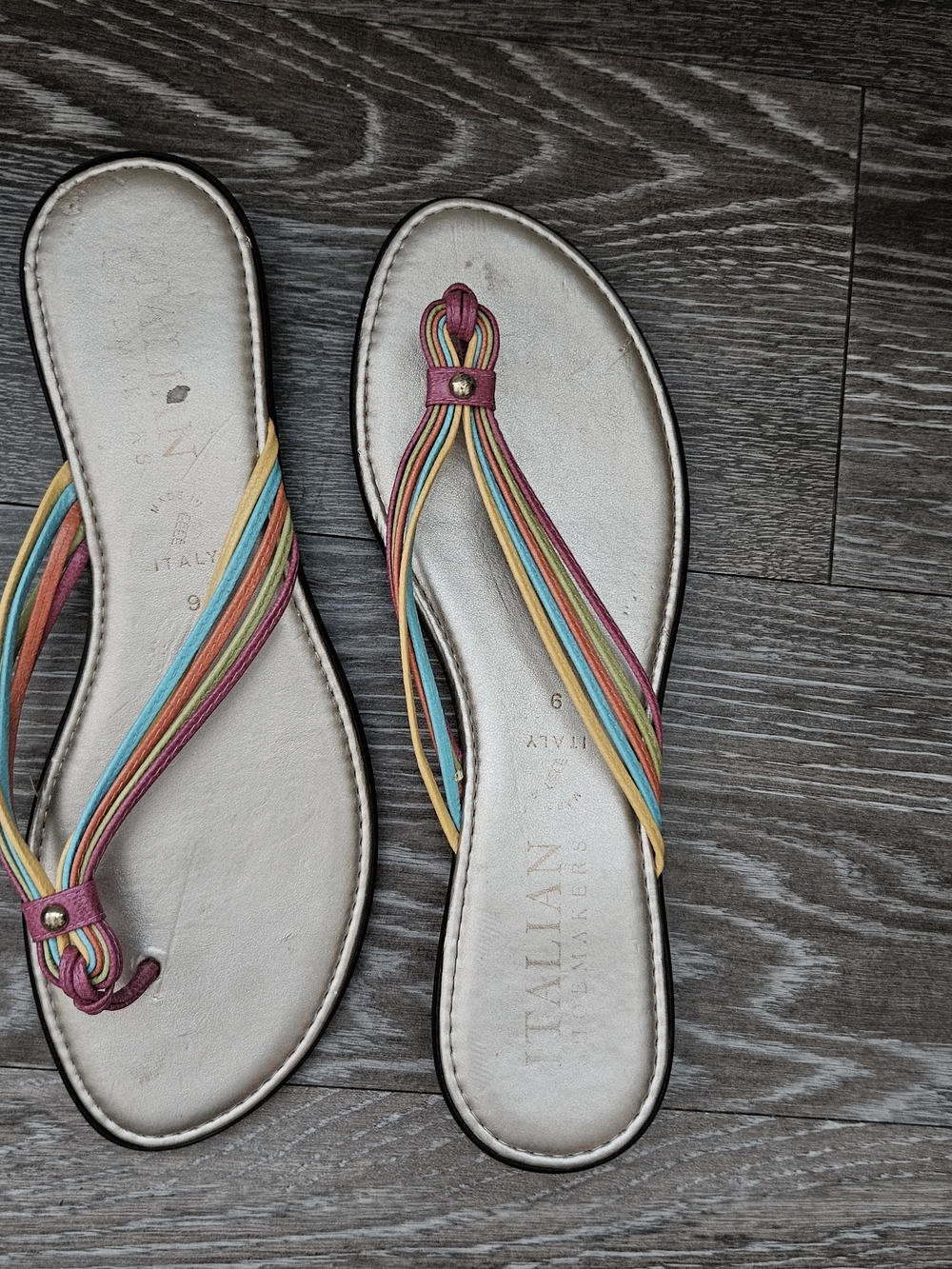 Women's Multicolor Strappy Slide Sandals - Italian Made